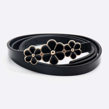 Chic Floral Accent Faux Leather Waist Belt