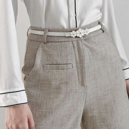 Chic Floral Accent Faux Leather Waist Belt