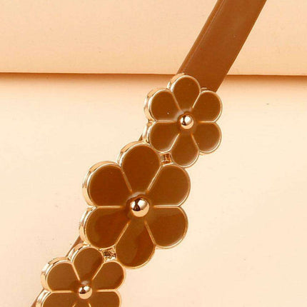 Chic Floral Accent Faux Leather Waist Belt