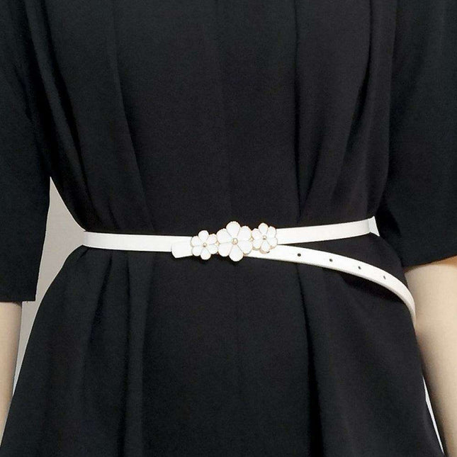 Chic Floral Accent Faux Leather Waist Belt