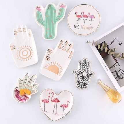 Chic Floral Ceramic Organizer Tray - Stylish Accessory Storage Solution - Très Elite