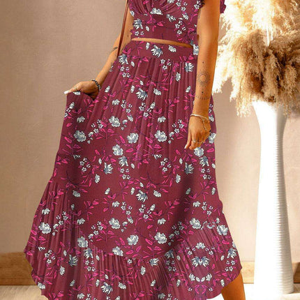 Chic Floral Frill Maxi Ensemble