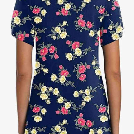 Chic Floral V-Neck Top with Delightful Petal Sleeves