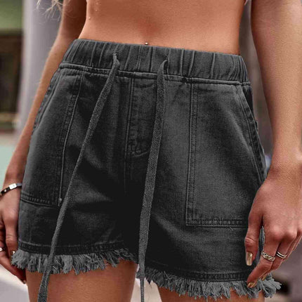 Chic Frayed Hem Drawstring Denim Shorts: Your Summer Essential