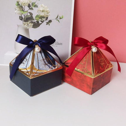 Chic Gemstone Gift Box Set with Decorative Ribbon and Pearl Accents - Ideal for Celebrations - Très Elite