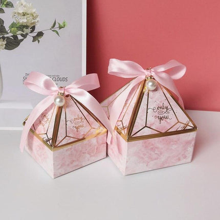 Chic Gemstone Gift Box Set with Decorative Ribbon and Pearl Accents - Ideal for Celebrations