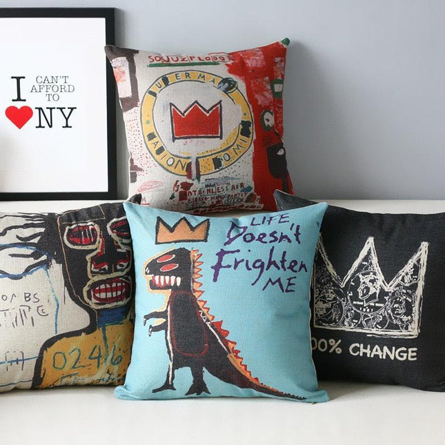 Chic Geometric Cartoon Pillow Cover