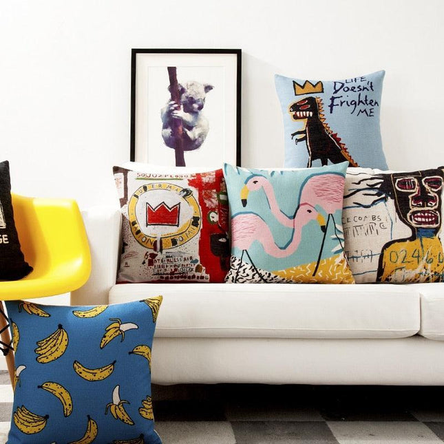 Chic Geometric Cartoon Pillow Cover