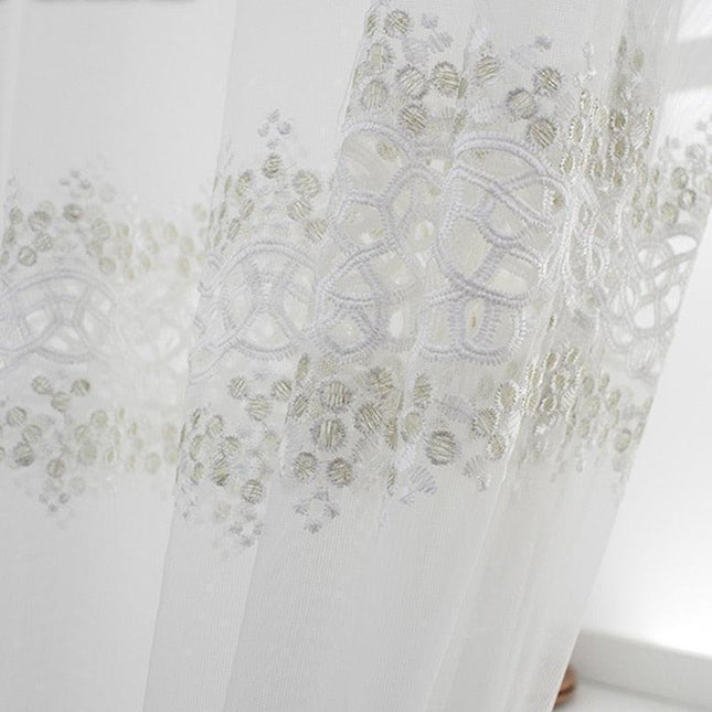 Chic Geometric Embroidered Tulle Drapes for Contemporary Home Decor