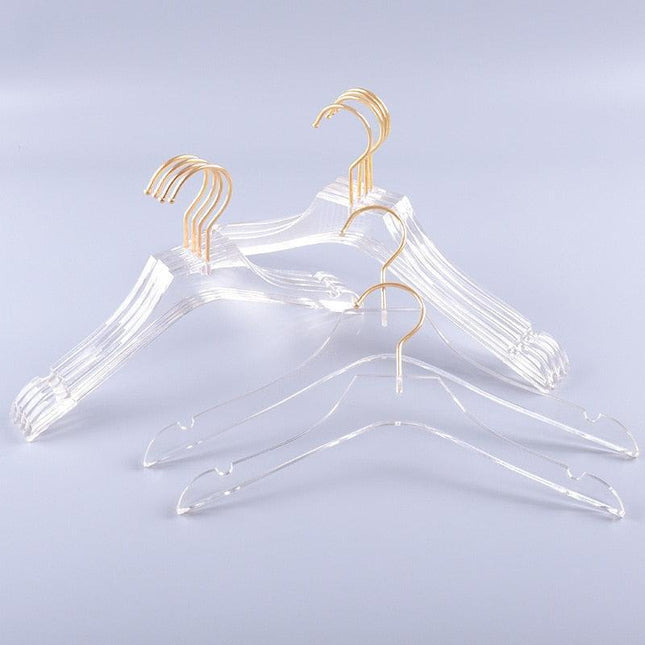 Chic Gold-Accented Clear Acrylic Hangers for Kids - Set of 5