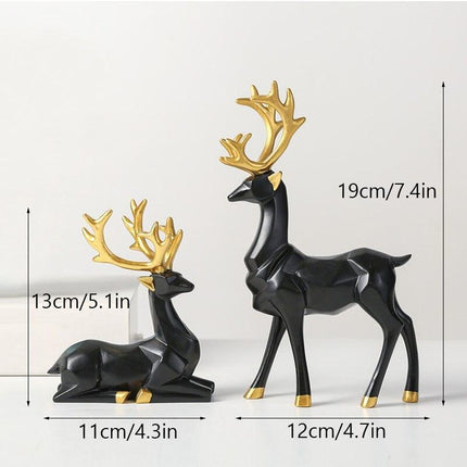 Chic Golden Resin Deer Couple Figurine for Stylish Home Accents
