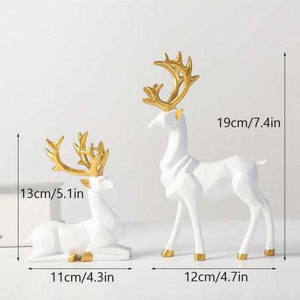 Chic Golden Resin Deer Couple Figurine for Stylish Home Accents
