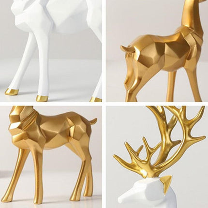 Chic Golden Resin Deer Couple Figurine for Stylish Home Accents - Très Elite