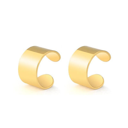 Chic Golden Stainless Steel Clip-On Ear Cuffs - Stylish Accessory for Everyone - Très Elite