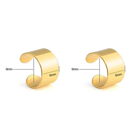 Chic Golden Stainless Steel Clip-On Ear Cuffs - Stylish Accessory for Everyone - Très Elite