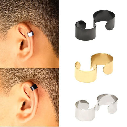 Chic Golden Stainless Steel Clip-On Ear Cuffs - Stylish Accessory for Everyone - Très Elite