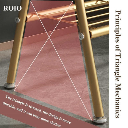 Chic Golden Steel Pipe Garment Drying Rack for Stylish Home Organization