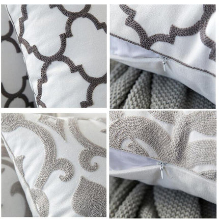 Chic Gray Embroidered Cotton Pillow Sham for Stylish Home Accents