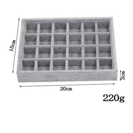Chic Gray Velvet Jewelry Storage Tray - Stylish Organizer for Treasured Accessories - Très Elite