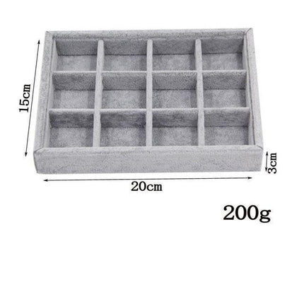 Chic Gray Velvet Jewelry Storage Tray - Stylish Organizer for Treasured Accessories - Très Elite