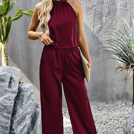 Chic Grecian-Inspired Two-Piece Top and Pants Set - Très Elite