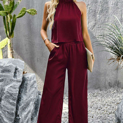Chic Grecian-Inspired Two-Piece Top and Pants Set - Très Elite