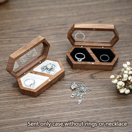 Chic Hexagonal Wooden Ring Stand - Stylish Jewelry Organizer for Couples - Très Elite