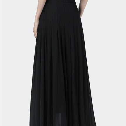 Chic High-Waisted Chiffon A-line Skirt with Stylish Button Slit - Très Elite
