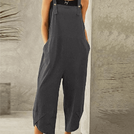 Chic High-Waisted Jumpsuit with Trendy Button Suspenders for Women - Très Elite