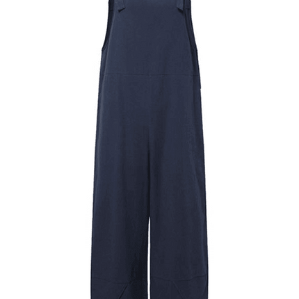 Chic High-Waisted Jumpsuit with Trendy Button Suspenders for Women