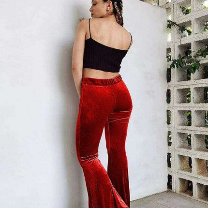 Chic High-Waisted Velvet Flare Trousers for Women: Where Elegance Meets Comfort - Très Elite