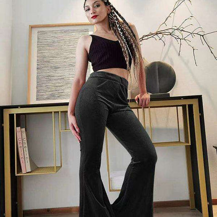 Chic High-Waisted Velvet Flare Trousers for Women: Where Elegance Meets Comfort - Très Elite