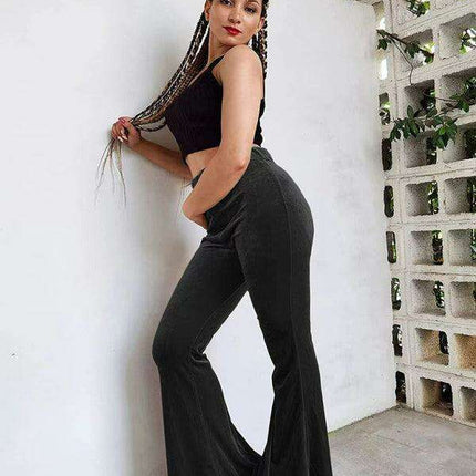 Chic High-Waisted Velvet Flare Trousers for Women: Where Elegance Meets Comfort - Très Elite