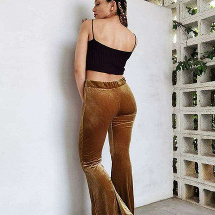 Chic High-Waisted Velvet Flare Trousers for Women: Where Elegance Meets Comfort - Très Elite