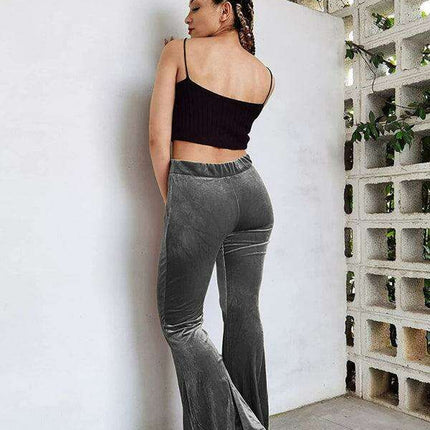 Chic High-Waisted Velvet Flare Trousers for Women: Where Elegance Meets Comfort - Très Elite