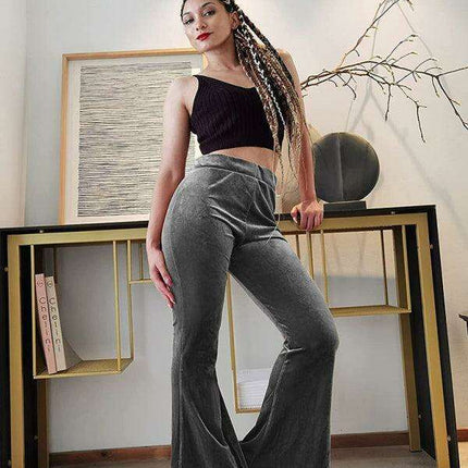 Chic High-Waisted Velvet Flare Trousers for Women: Where Elegance Meets Comfort - Très Elite