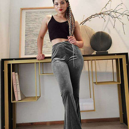 Chic High-Waisted Velvet Flare Trousers for Women: Where Elegance Meets Comfort - Très Elite