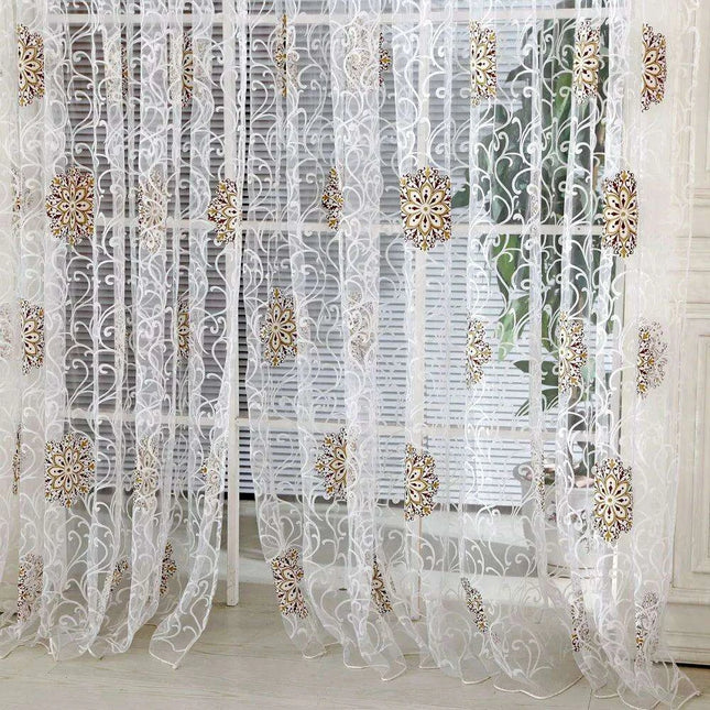 Chic Khaki Striped Polyester Curtain with Elegant Tassel Details