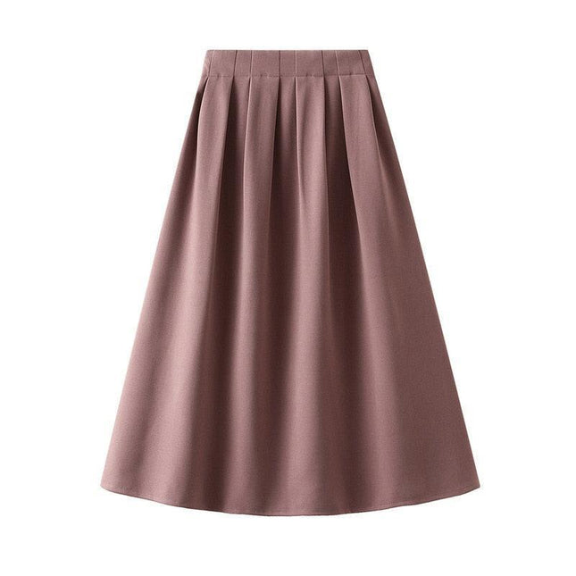 Chic Korean High Waist Pleated Midi Skirt: Effortless Office to After-Hours Style