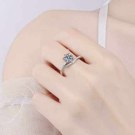 Chic Lab Grown Diamond Bypass Ring with Dazzling Moissanite Accents - Très Elite