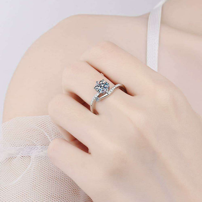 Chic Lab Grown Diamond Bypass Ring with Dazzling Moissanite Accents