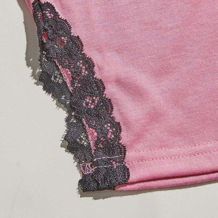 Chic Lace-Accented V-Neck Cami and Trouser Sleep Set - Très Elite