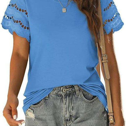 Chic Lace-Detail Herringbone Knit Top for Women
