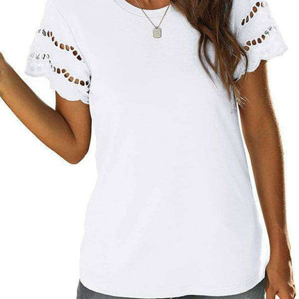 Chic Lace-Detail Herringbone Knit Top for Women
