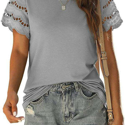 Chic Lace-Detail Herringbone Knit Top for Women