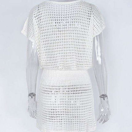 Chic Lace Knit Mini Summer Dress for Women - Très Elite