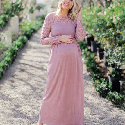 Chic Lace Maternity Dress with European and American Elegance - Très Elite