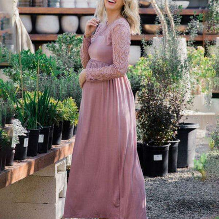Chic Lace Maternity Dress with European and American Elegance - Très Elite