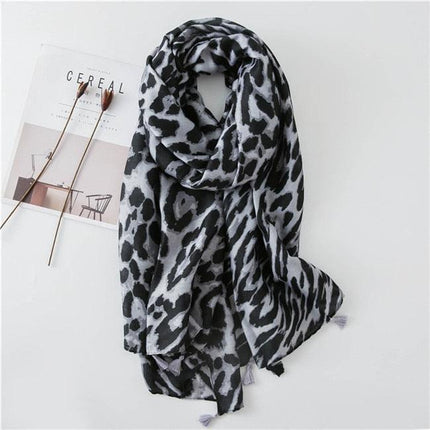 Chic Leopard Print Tassel Viscose Wrap - Très Elite