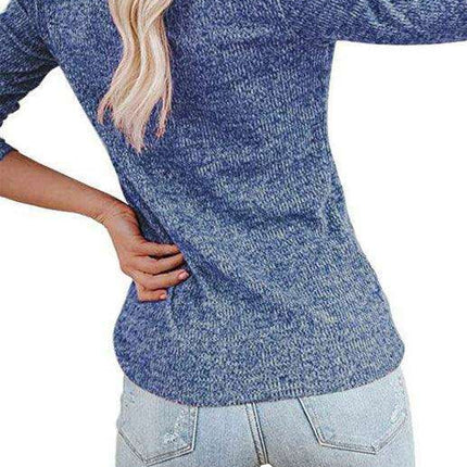 Chic Long Sleeve V-Neck Henley Blouse - Women's Casual Fashion Top - Très Elite